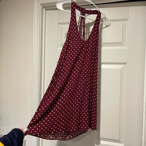 Burgundy and White Polka Dot Sundress